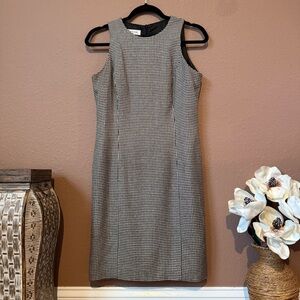 Jones New York Black and White Checkered Midi Dress